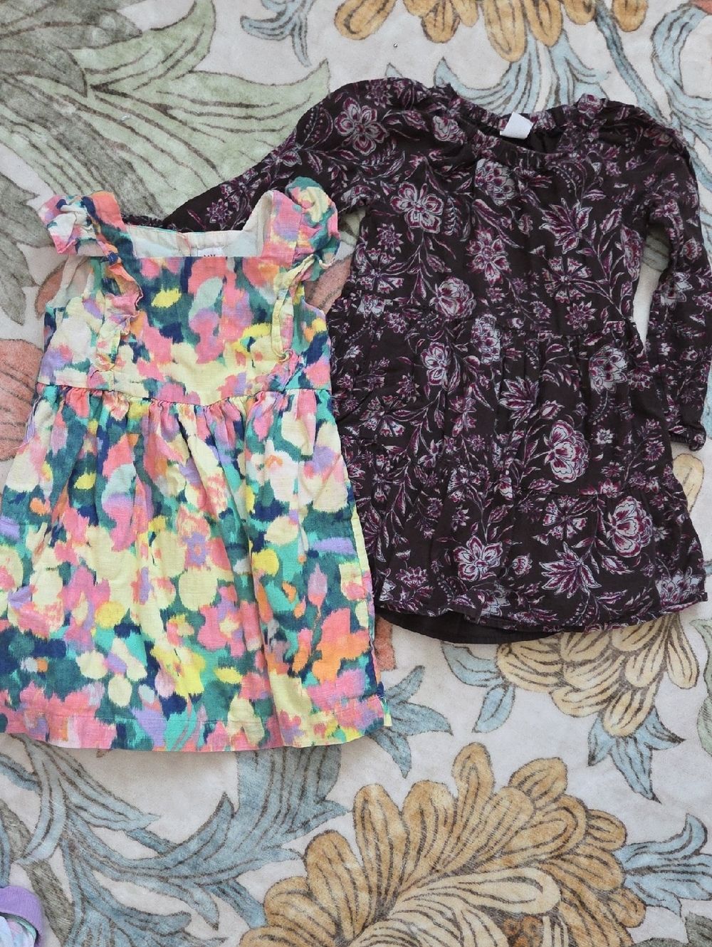 GAP Girls' Multicolor Floral Sundress & Plum Floral Top Set
